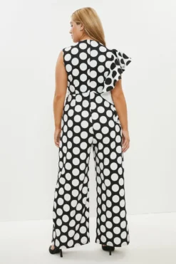 Coast Plus Size Mega Frill Scuba Wide Leg Jumpsuit -Coast Shop bcc00357 mono xl 2