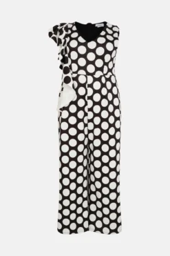 Coast Plus Size Mega Frill Scuba Wide Leg Jumpsuit -Coast Shop bcc00357 mono xl 3