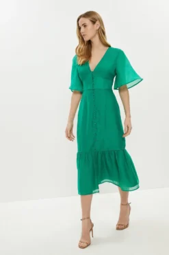 Coast Angel Sleeve Button Through Midaxi Dress