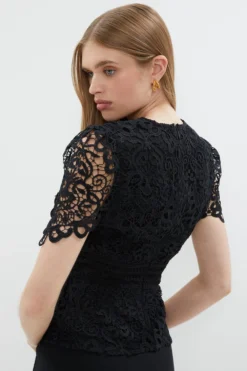 Coast Lace V Neck Peplum Top -Coast Shop bcc00413 black xl 2