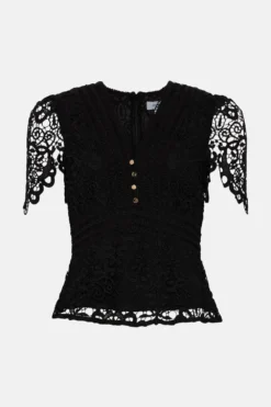 Coast Lace V Neck Peplum Top -Coast Shop bcc00413 black xl 3