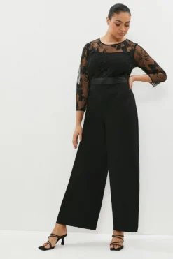 Coast Plus Size Premium Embroidered Wide Leg Jumpsuit