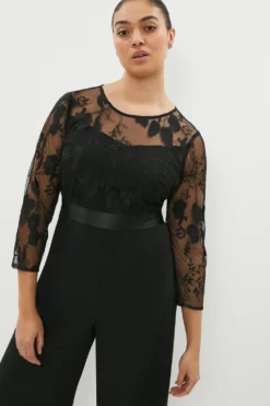 Coast Plus Size Premium Embroidered Wide Leg Jumpsuit -Coast Shop bcc00429 black xl 1