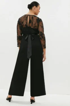 Coast Plus Size Premium Embroidered Wide Leg Jumpsuit -Coast Shop bcc00429 black xl 2