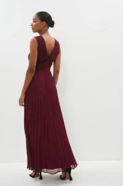 Coast V Neck Embroidered Maxi Dress -Coast Shop bcc00515 aubergine xl 2