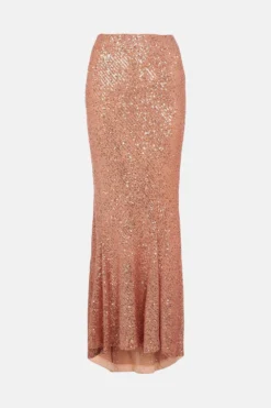 Coast Sequin Maxi Skirt -Coast Shop bcc00556 blush xl 3