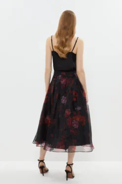 Coast Printed Organza Full Midi Skirt -Coast Shop bcc00677 black xl 2 scaled