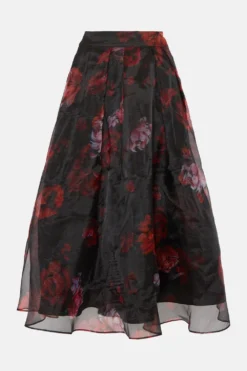Coast Printed Organza Full Midi Skirt -Coast Shop bcc00677 black xl 3