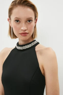 Coast Gem Halter Neck Scuba Maxi Dress -Coast Shop bcc00778 black xl 1