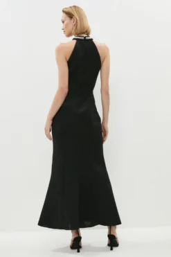 Coast Gem Halter Neck Scuba Maxi Dress -Coast Shop bcc00778 black xl 2