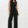 Coast Premium Wide Leg Ruche Wrap Front Jumpsuit