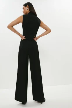 Coast Premium Wide Leg Ruche Wrap Front Jumpsuit -Coast Shop bcc00779 black xl 2
