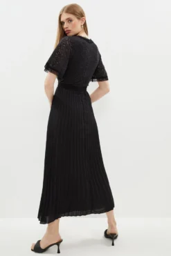 Coast Lace Bodice Angel Sleeve Pleat Skirt Maxi Dress -Coast Shop bcc00805 black xl 2