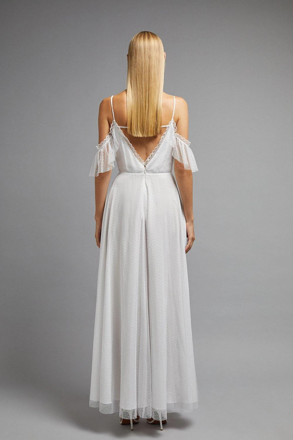 Coast Cold Shoulder Lace Bodice Spot Tulle Dress 3 Coast Cold Shoulder Lace Bodice Spot Tulle Dress - Image 3