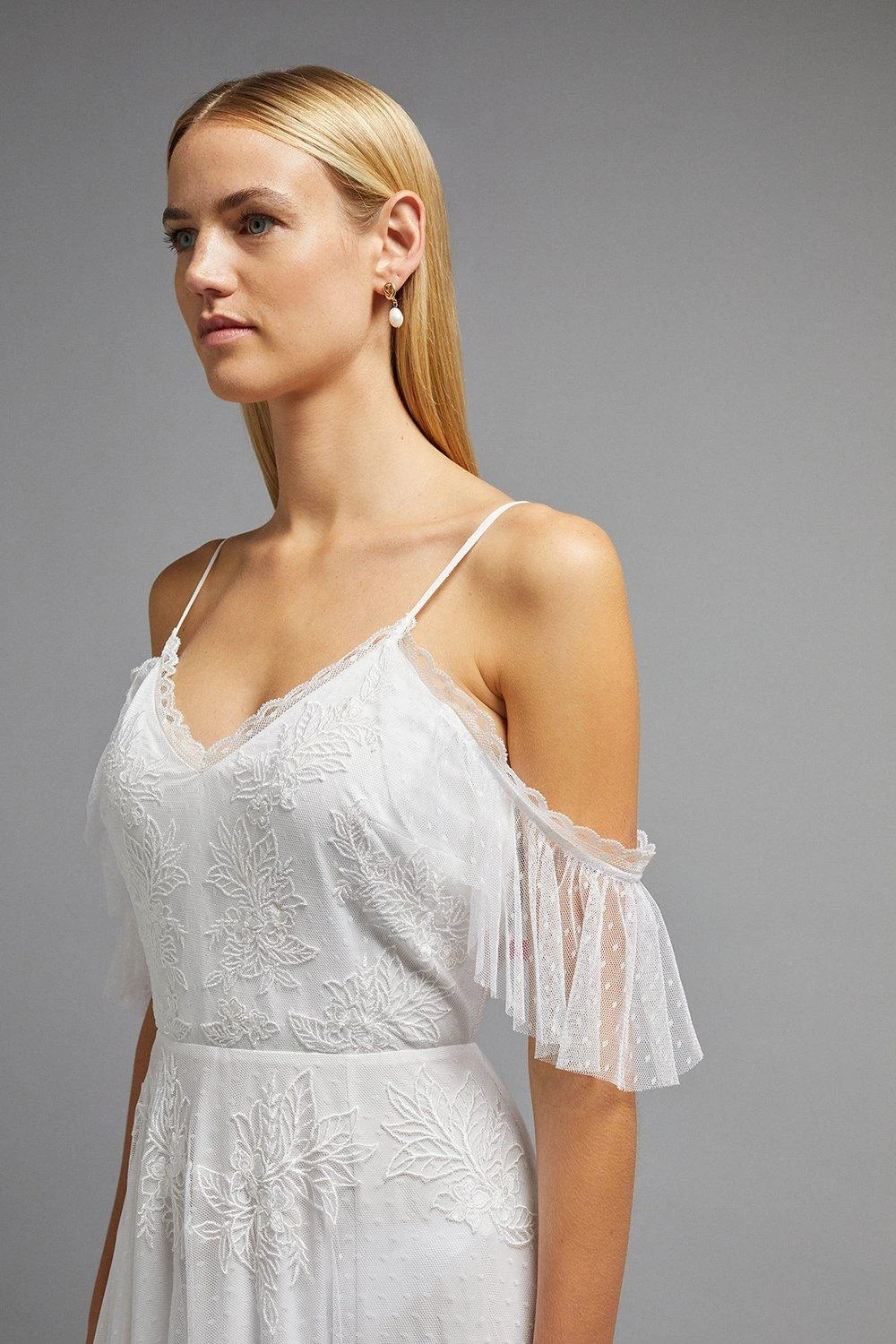 Coast Cold Shoulder Lace Bodice Spot Tulle Dress 5 Coast Cold Shoulder Lace Bodice Spot Tulle Dress - Image 5