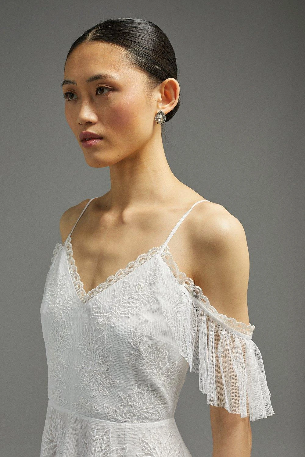 Coast Cold Shoulder Lace Bodice Spot Tulle Dress 6 Coast Cold Shoulder Lace Bodice Spot Tulle Dress - Image 6