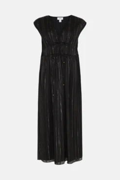 Coast Metallic Thread Tie Detail Midaxi Dress -Coast Shop bcc00810 black xl 3