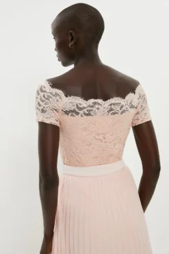 Coast Lace Short Sleeve Bardot Bodysuit 6 Coast Lace Short Sleeve Bardot Bodysuit -Coast Shop bcc00931 blush xl 2