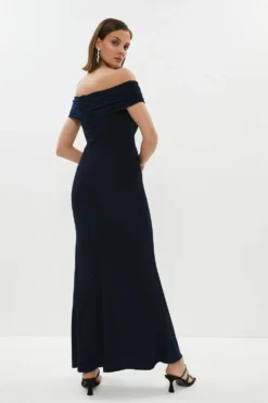 Coast Ruched Bardot Fishtail Maxi Dress -Coast Shop bcc01092 navy xl 2