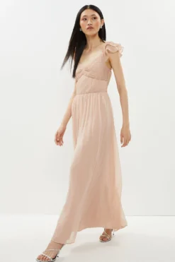 Coast Ruffle Sleeve Crinkle Chiffon Maxi Dress​