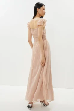 Coast Ruffle Sleeve Crinkle Chiffon Maxi Dress​ -Coast Shop bcc01119 blush xl 2