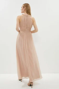 Coast Cross Over Halter Neck Chiffon Maxi Dress -Coast Shop bcc01123 blush xl 2