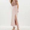 Coast Sequin Bardot Fishtail Maxi Dress