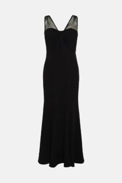 Coast V Neck Sheer Over Layer Fishtail Maxi Dress -Coast Shop bcc01207 black xl 3