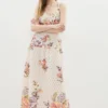Coast Placement Print Tropical Broderie Maxi Dress