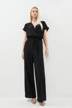 Coast Hammered Tie Waist Wrap Top Jumpsuit