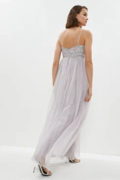 Coast Linear Embellished Tulle Cami Maxi Dress -Coast Shop bcc01365 lilac xl 2