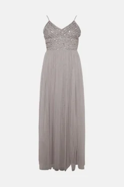 Coast Linear Embellished Tulle Cami Maxi Dress -Coast Shop bcc01365 lilac xl 3