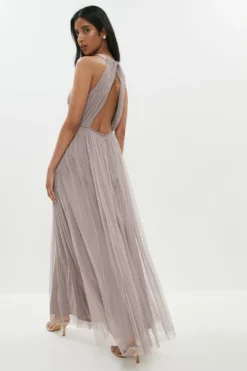 Coast Panelled Ruched Halter Tulle Maxi Dress -Coast Shop bcc01367 mink xl 2