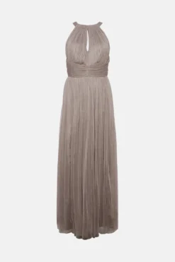 Coast Panelled Ruched Halter Tulle Maxi Dress -Coast Shop bcc01367 mink xl 3