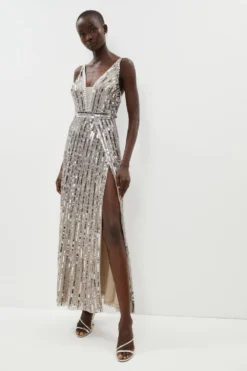Coast Premium Linear Mixed Sequin Maxi Dress