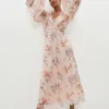 Coast Blouson Sleeve Printed Chiffon Midaxi Dress