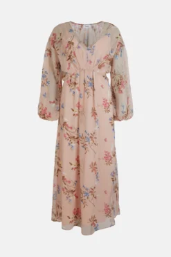 Coast Blouson Sleeve Printed Chiffon Midaxi Dress -Coast Shop bcc01424 multi xl 3