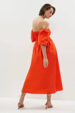 Coast Bandeau Poplin Dress With Detachable Sleeves -Coast Shop bcc01435 orange xl 2