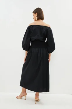 Coast Drop Waist Tuck Detail Poplin Maxi Dress -Coast Shop bcc01436 black xl 2