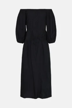 Coast Drop Waist Tuck Detail Poplin Maxi Dress -Coast Shop bcc01436 black xl 3