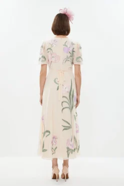 Coast Trailing Floral Angel Sleeve Embroidered Maxi Dress -Coast Shop bcc01489 blush xl 2