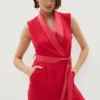 Coast Sleeveless Blazer Wrap Playsuit With Self Tie