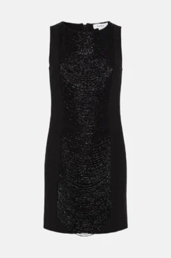 Coast Beadwork Panel Contouring Ponte Dress -Coast Shop bcc01557 black xl 3