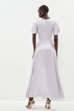 Coast Satin Twist Front Flute Sleeve Maxi Dress -Coast Shop bcc01597 pale20lilac xl 2
