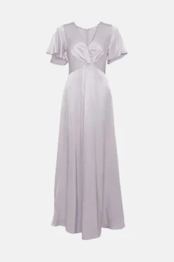 Coast Satin Twist Front Flute Sleeve Maxi Dress -Coast Shop bcc01597 pale20lilac xl 3
