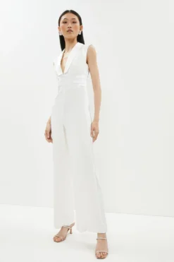 Coast Premium Satin Trim Tuxedo Jumpsuit