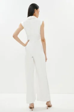 Coast Premium Satin Trim Tuxedo Jumpsuit -Coast Shop bcc01876 ivory xl 2