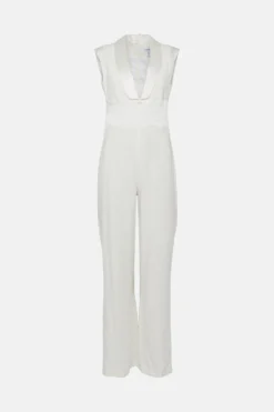 Coast Premium Satin Trim Tuxedo Jumpsuit -Coast Shop bcc01876 ivory xl 3