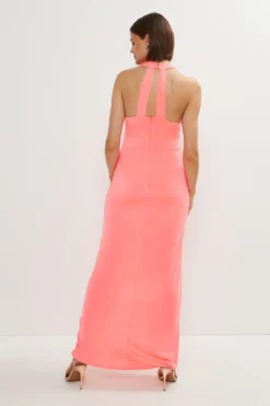 Coast Nick Grindrod Twist Front Maxi Dress -Coast Shop bcc01896 neon coral xl 2