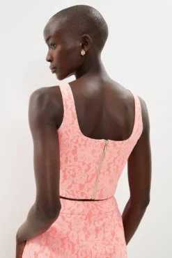 Coast Bonded Lace Seamed Bodice -Coast Shop bcc01905 coral xl 2